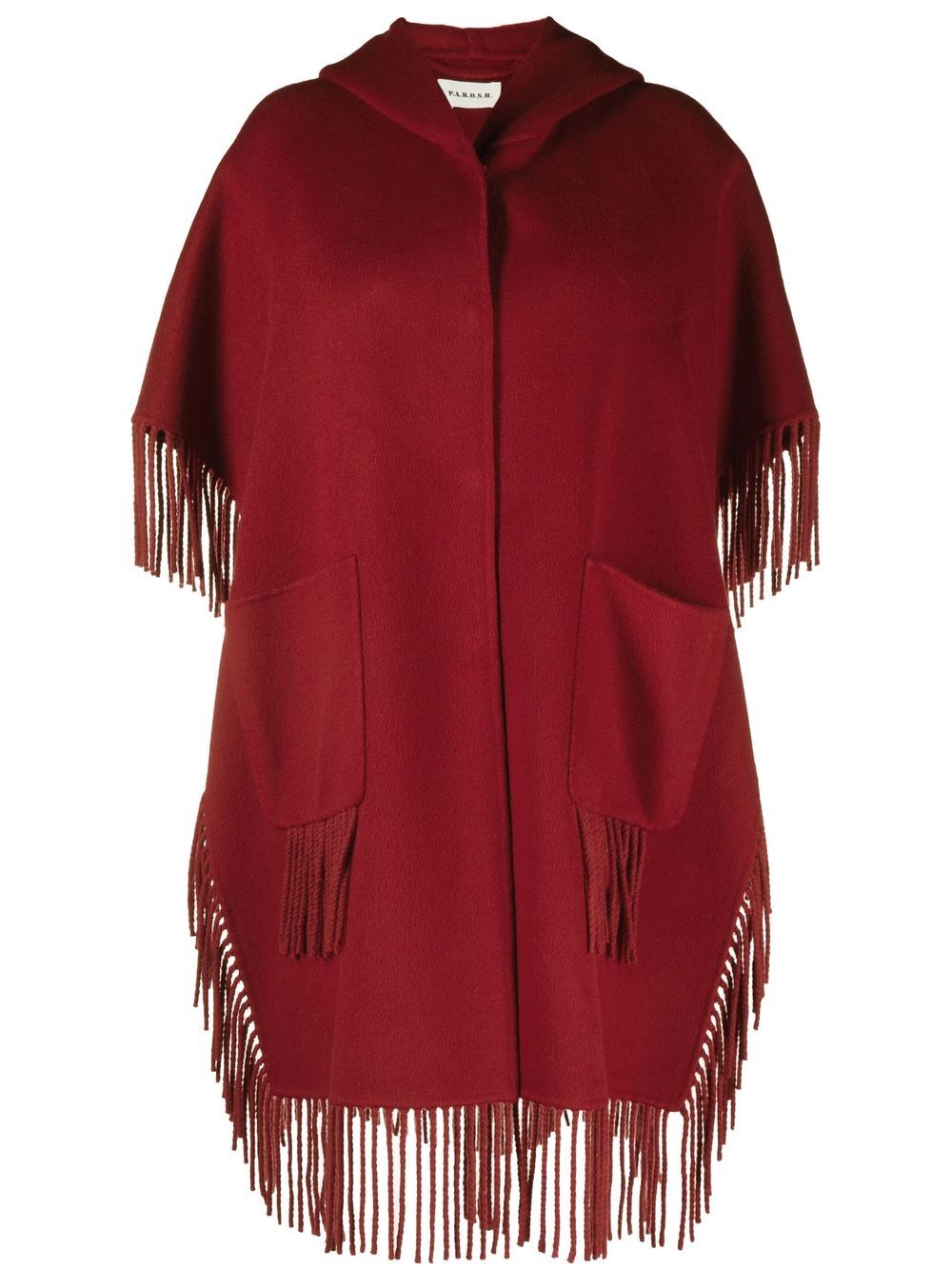 P.A.R.O.S.H. fringed wool poncho coat - Red von P.A.R.O.S.H.