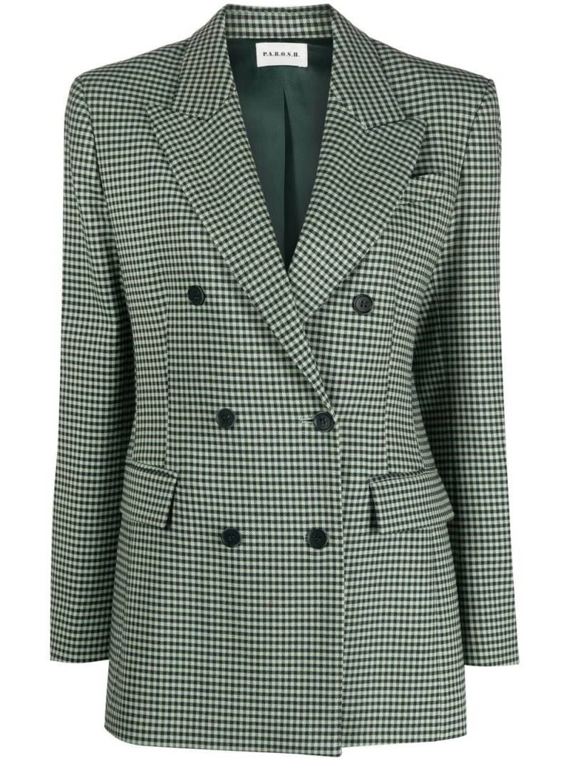 P.A.R.O.S.H. gingham-check double-breasted blazer - Green von P.A.R.O.S.H.