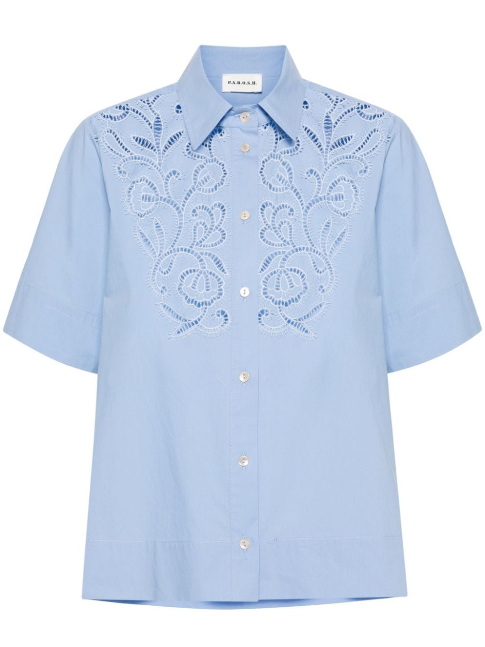 P.A.R.O.S.H. guipure-lace cotton shirt - Blue von P.A.R.O.S.H.