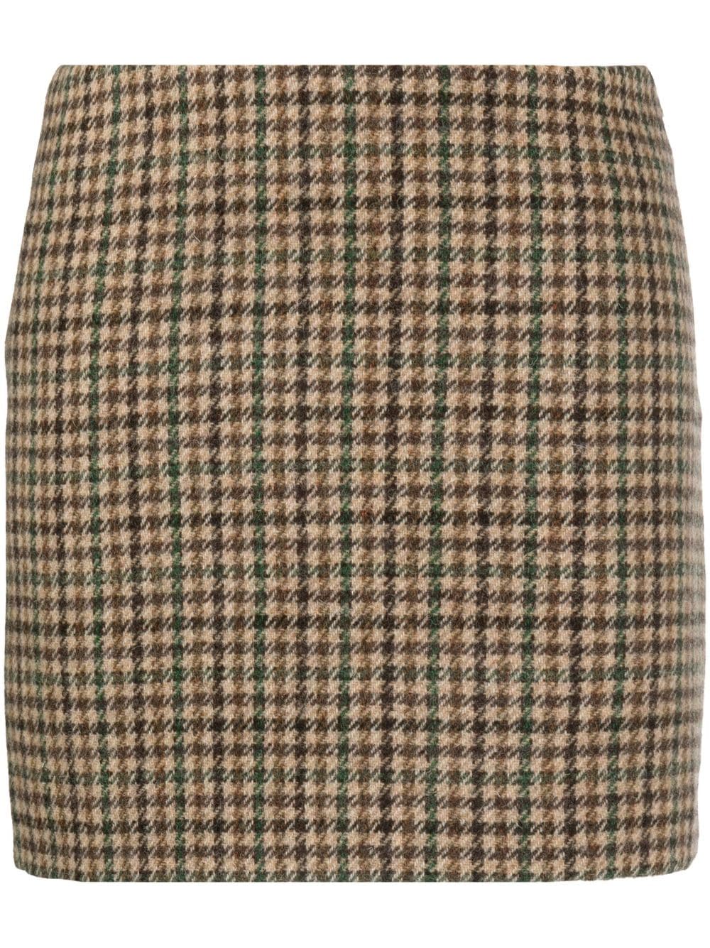 P.A.R.O.S.H. houndstooth-checked virgin-wool miniskirt - Brown von P.A.R.O.S.H.