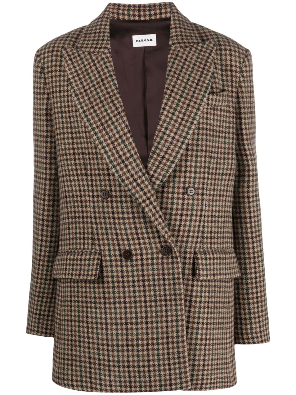 P.A.R.O.S.H. houndstooth-pattern double-breasted blazer - Neutrals von P.A.R.O.S.H.