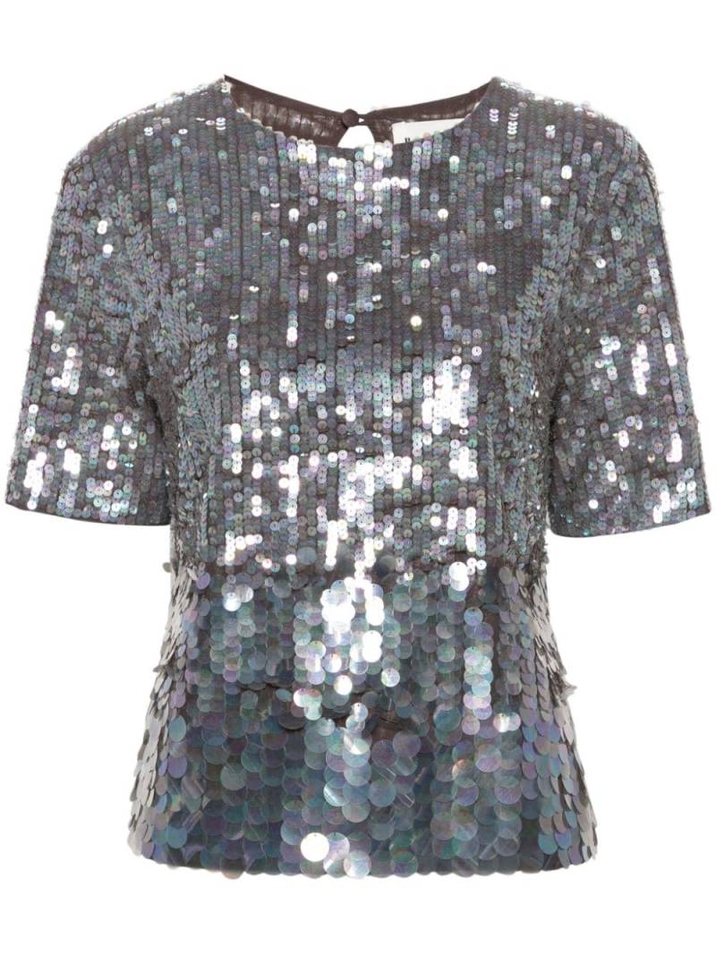 P.A.R.O.S.H. iridescent sequin-embellished T-shirt - Grey von P.A.R.O.S.H.