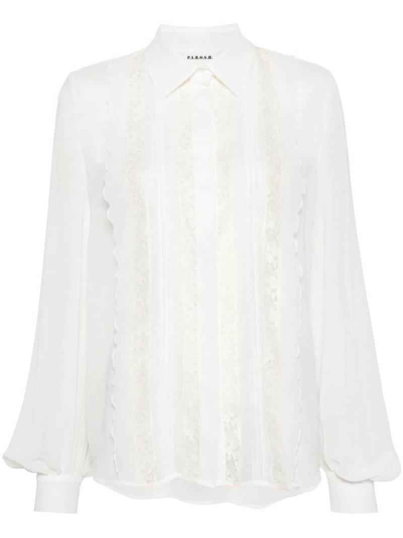 P.A.R.O.S.H. lace-panelling chiffon shirt - White von P.A.R.O.S.H.