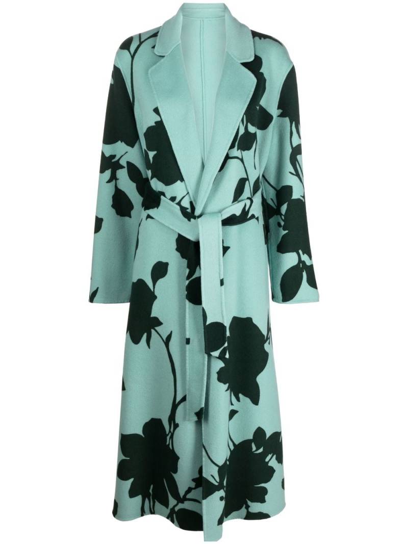 P.A.R.O.S.H. leaf-print wool trench coat - Blue von P.A.R.O.S.H.