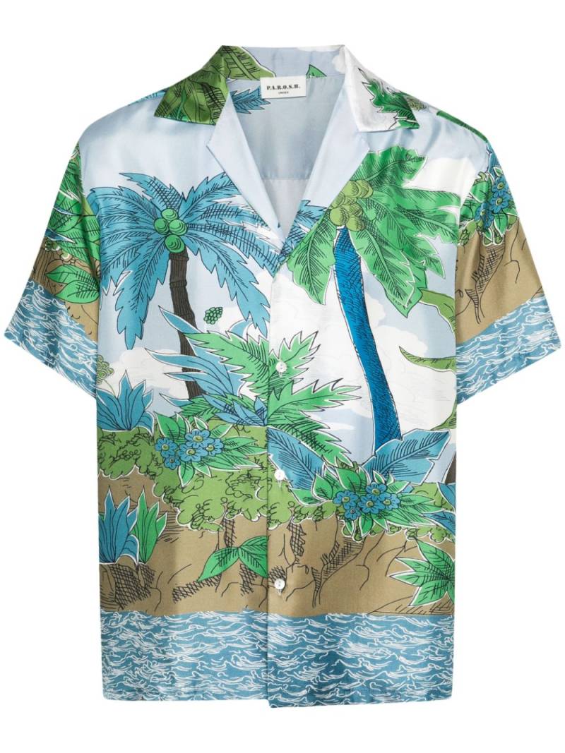 P.A.R.O.S.H. palm tree-print bowling shirt - Blue von P.A.R.O.S.H.