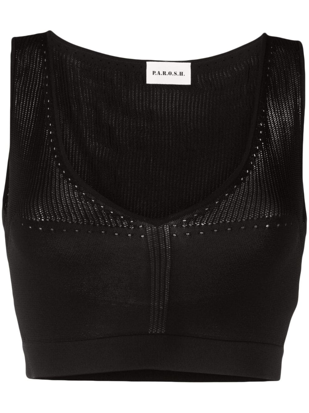 P.A.R.O.S.H. pointelle-knit cropped top - Black von P.A.R.O.S.H.