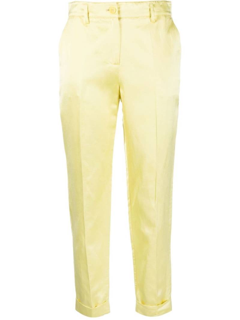 P.A.R.O.S.H. satin cropped straight-leg trousers - Yellow von P.A.R.O.S.H.