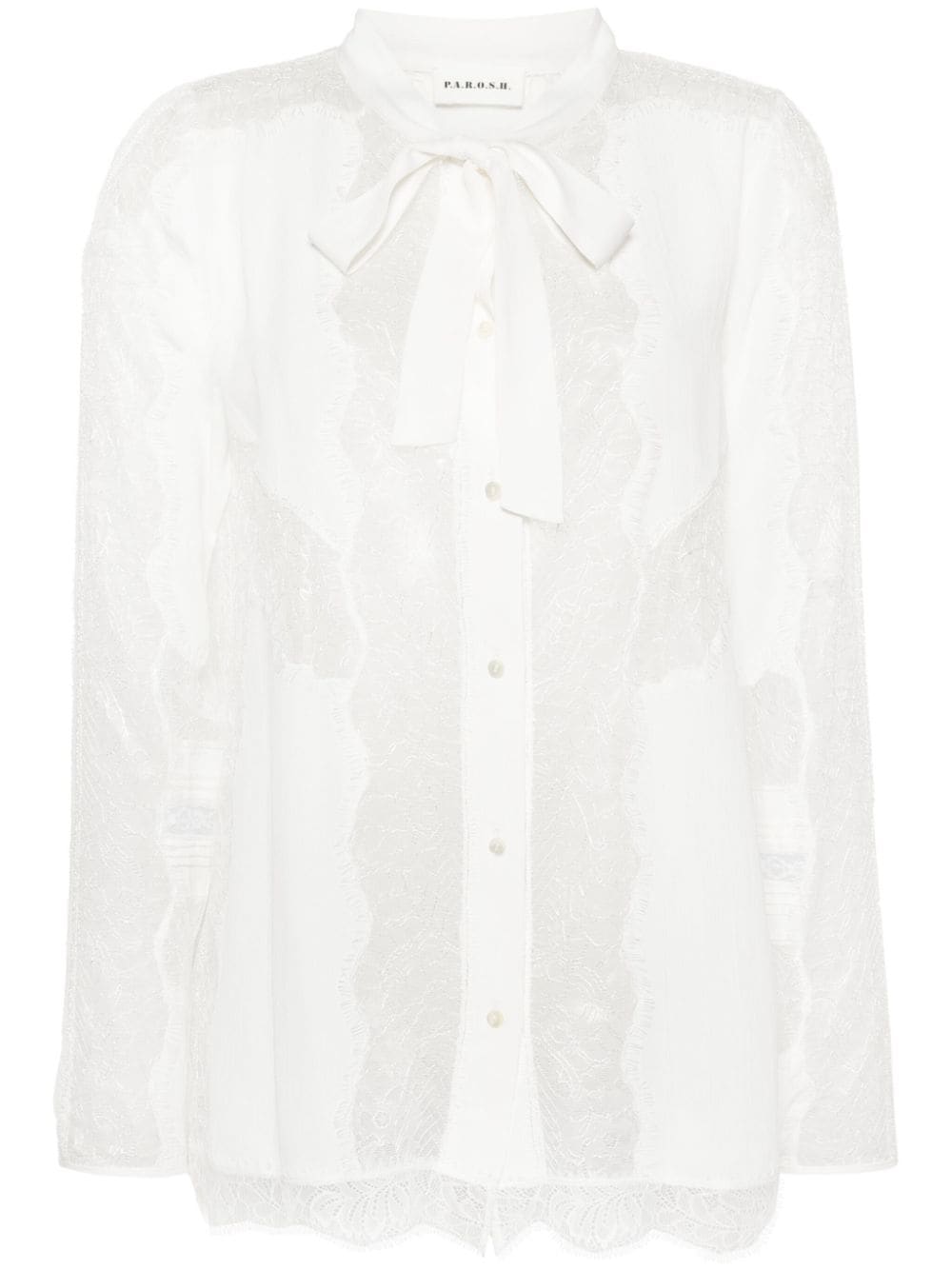 P.A.R.O.S.H. semi-sheer lace shirt - White von P.A.R.O.S.H.