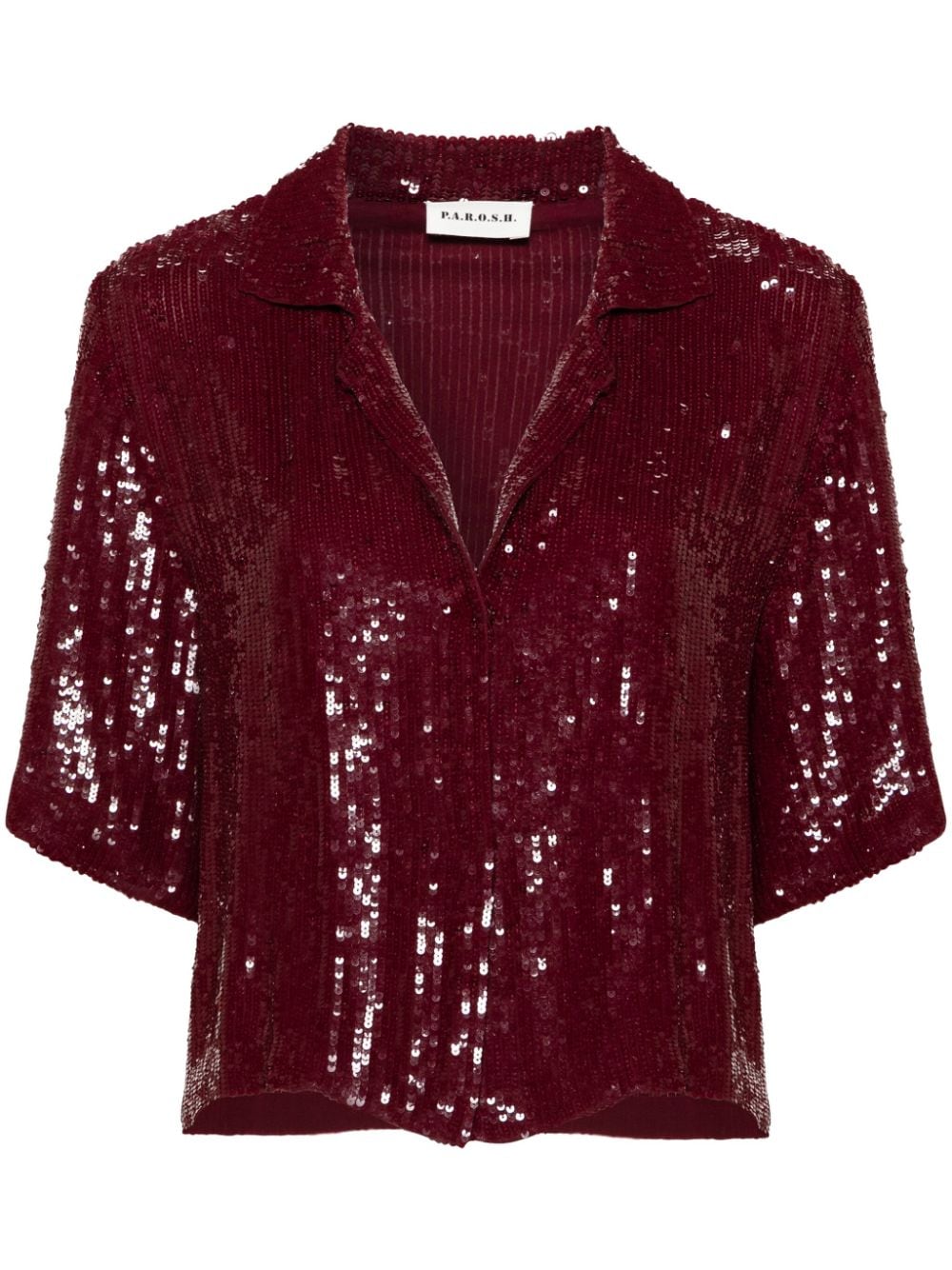 P.A.R.O.S.H. sequin-embellished V-neck shirt - Red von P.A.R.O.S.H.