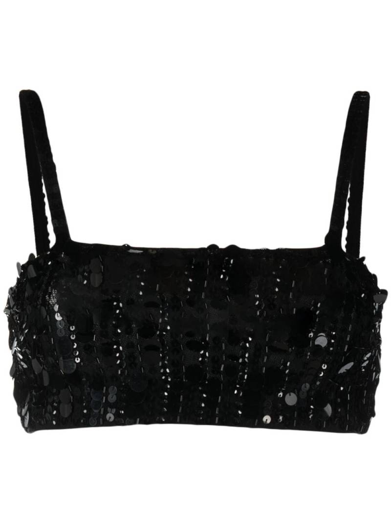 P.A.R.O.S.H. sequin-embellished cropped tank top - Black von P.A.R.O.S.H.