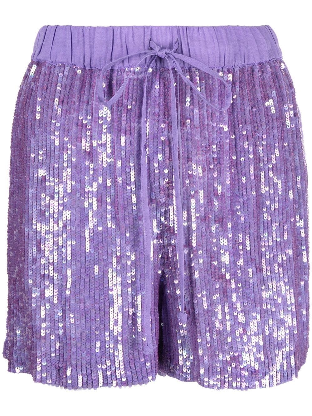 P.A.R.O.S.H. sequin-embellished drawstring shorts - Purple von P.A.R.O.S.H.