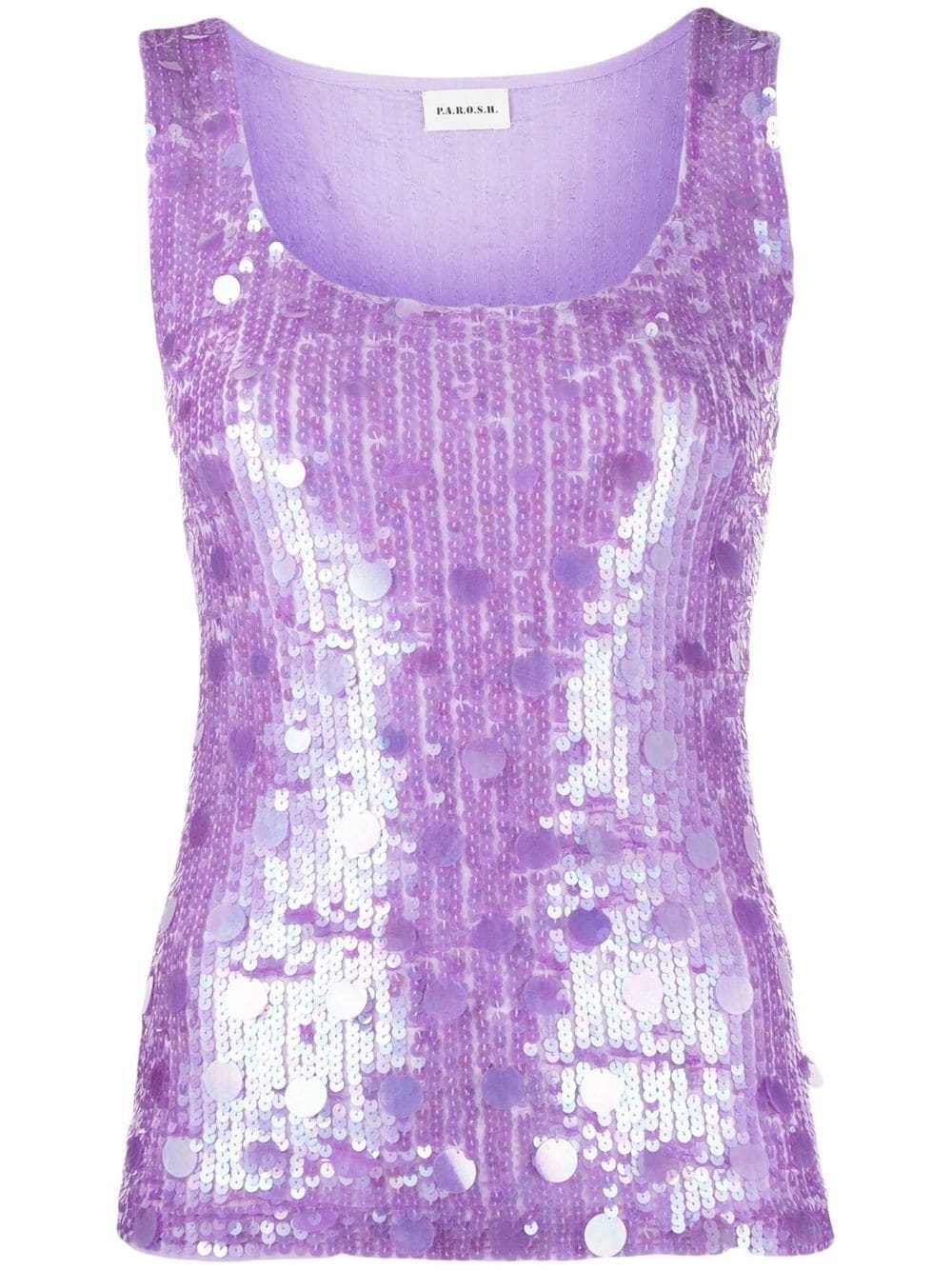 P.A.R.O.S.H. sequin-embellished sleeveless midi dress - Purple von P.A.R.O.S.H.