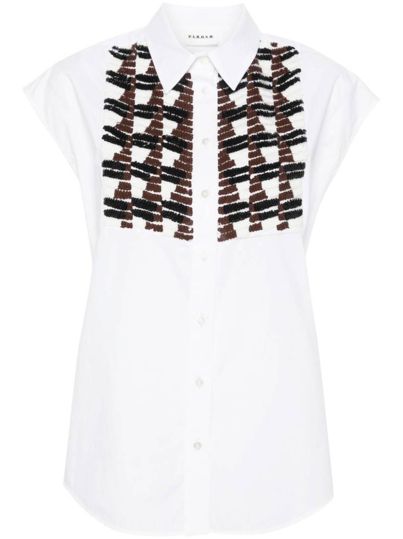 P.A.R.O.S.H. sequin-embellished sleeveless shirt - White von P.A.R.O.S.H.