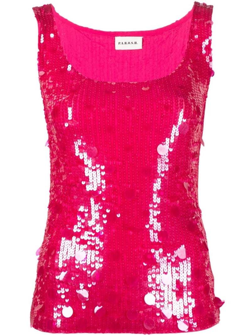 P.A.R.O.S.H. sequin-embellished tank top - Pink von P.A.R.O.S.H.