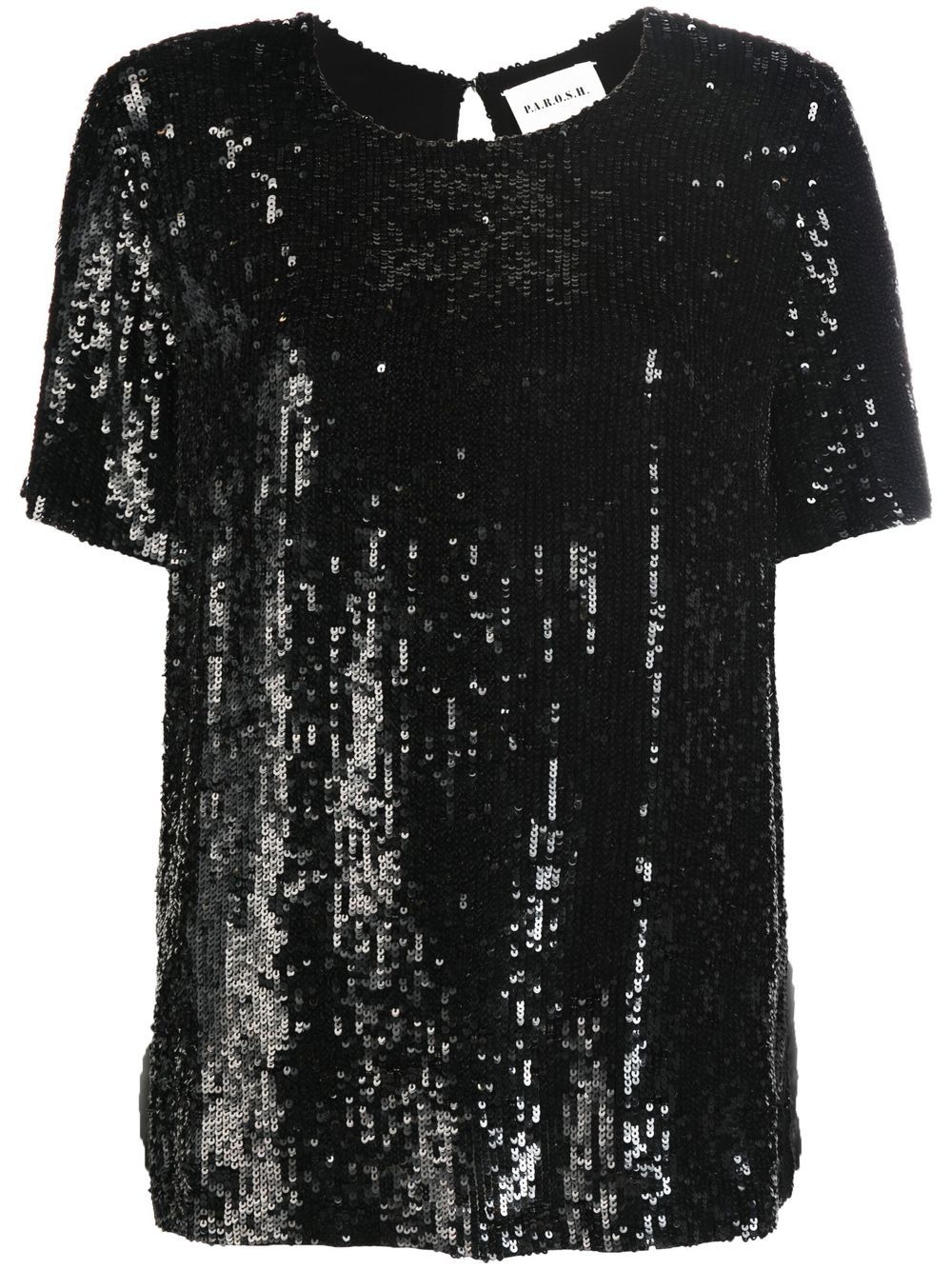 P.A.R.O.S.H. sequinned short-sleeve top - Black von P.A.R.O.S.H.