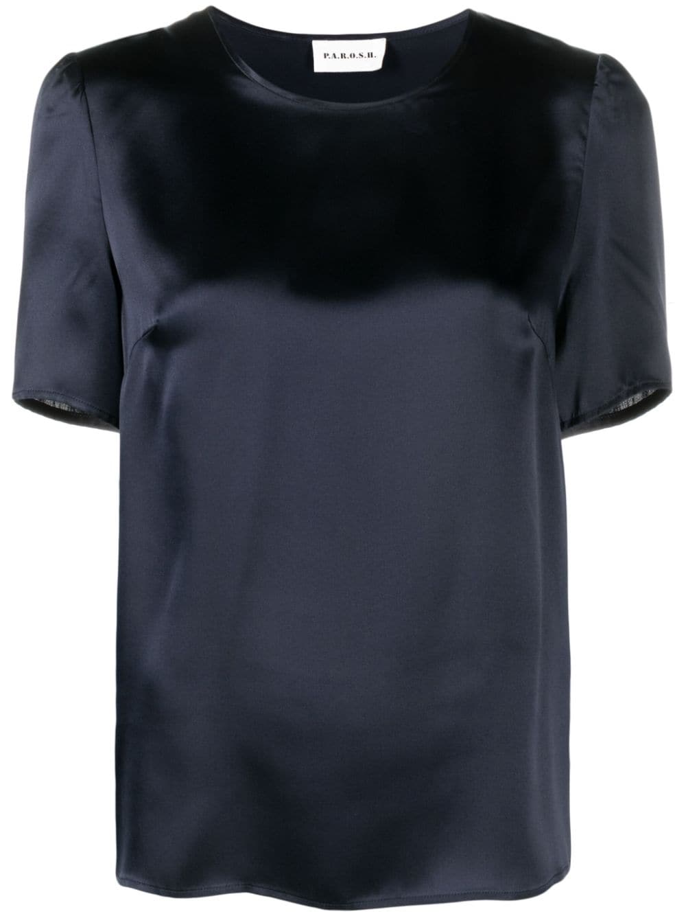 P.A.R.O.S.H. short-sleeve silk satin blouse - Blue von P.A.R.O.S.H.