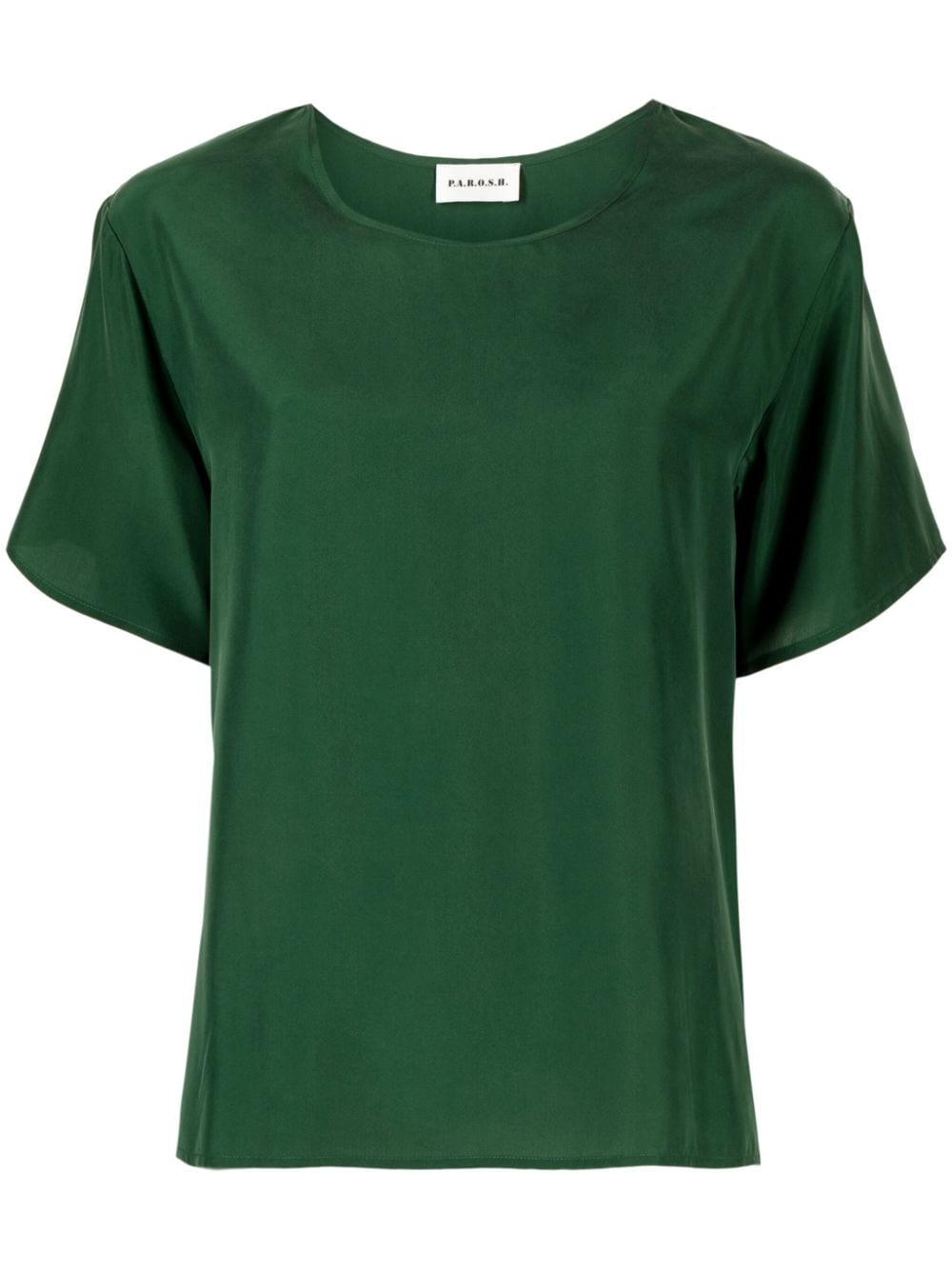 P.A.R.O.S.H. side-slits silk T-shirt - Green von P.A.R.O.S.H.