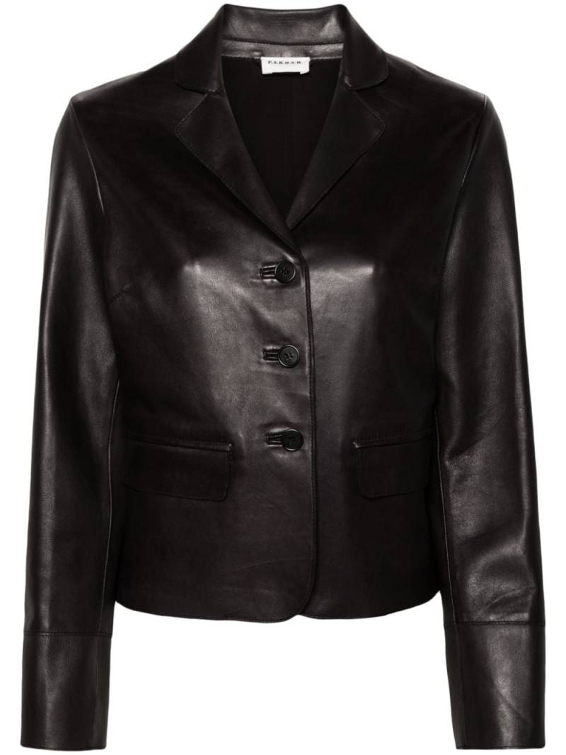 P.A.R.O.S.H. single-breasted cropped leather blazer - Black von P.A.R.O.S.H.