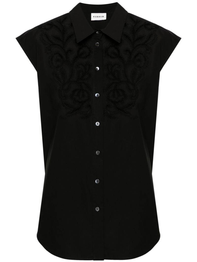 P.A.R.O.S.H. sleeveless embroidered shirt - Black von P.A.R.O.S.H.