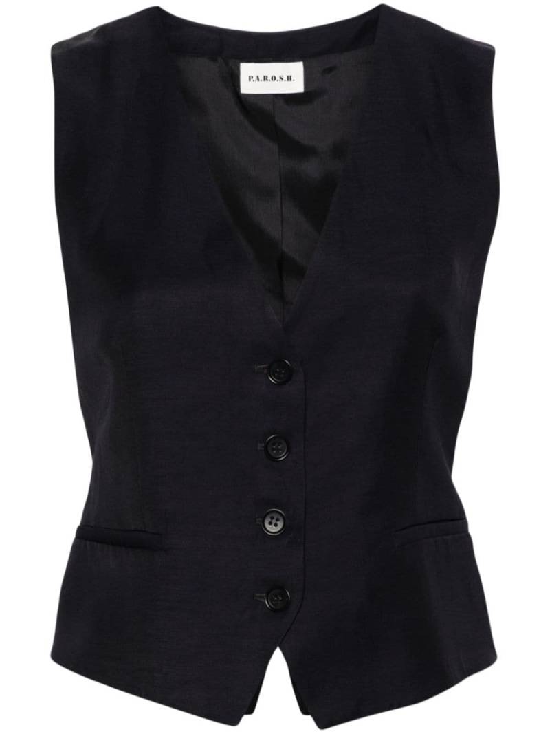 P.A.R.O.S.H. textured-finish V-neck waistcoat - Blue von P.A.R.O.S.H.