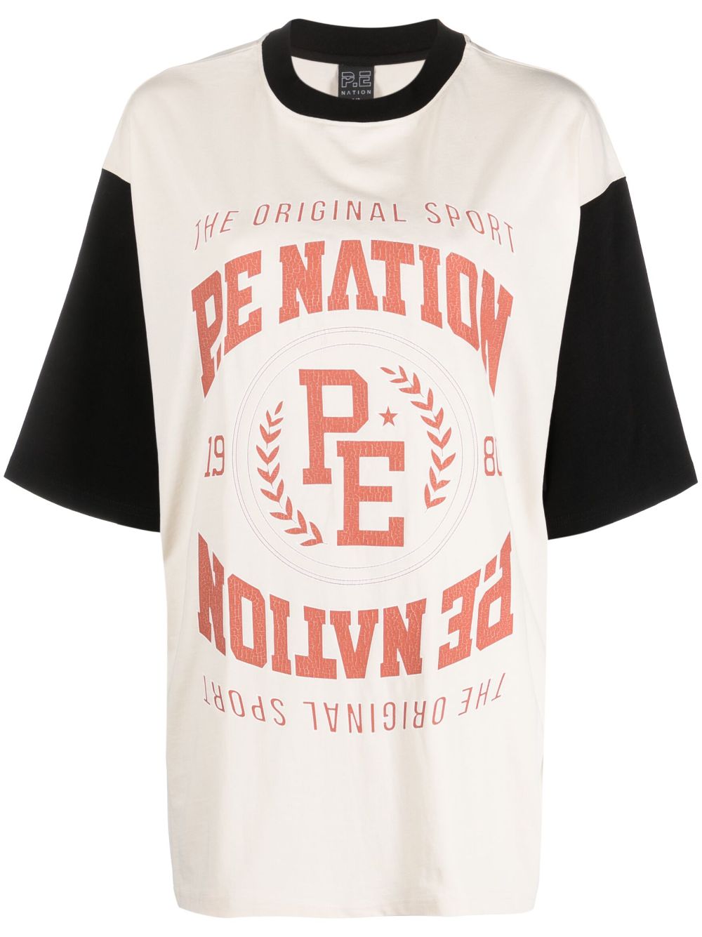 P.E Nation Sideout logo-print cotton T-shirt - Neutrals von P.E Nation