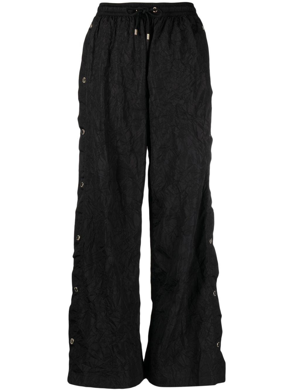 P.E Nation Volley crinkled-finish wide-leg trousers - Black von P.E Nation