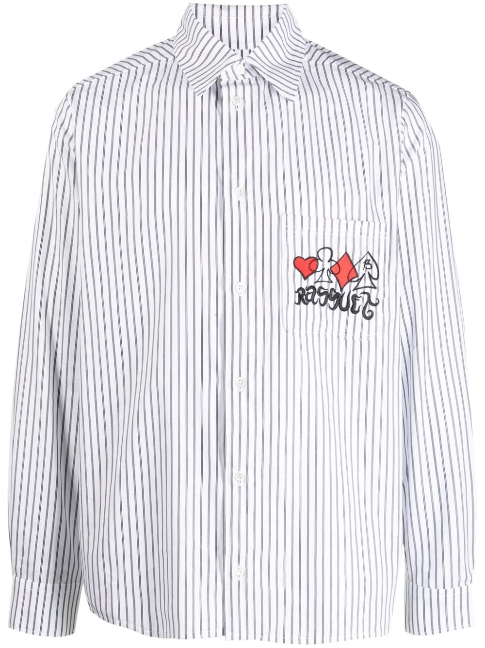 RASSVET logo-embroidered striped cotton shirt - White von RASSVET