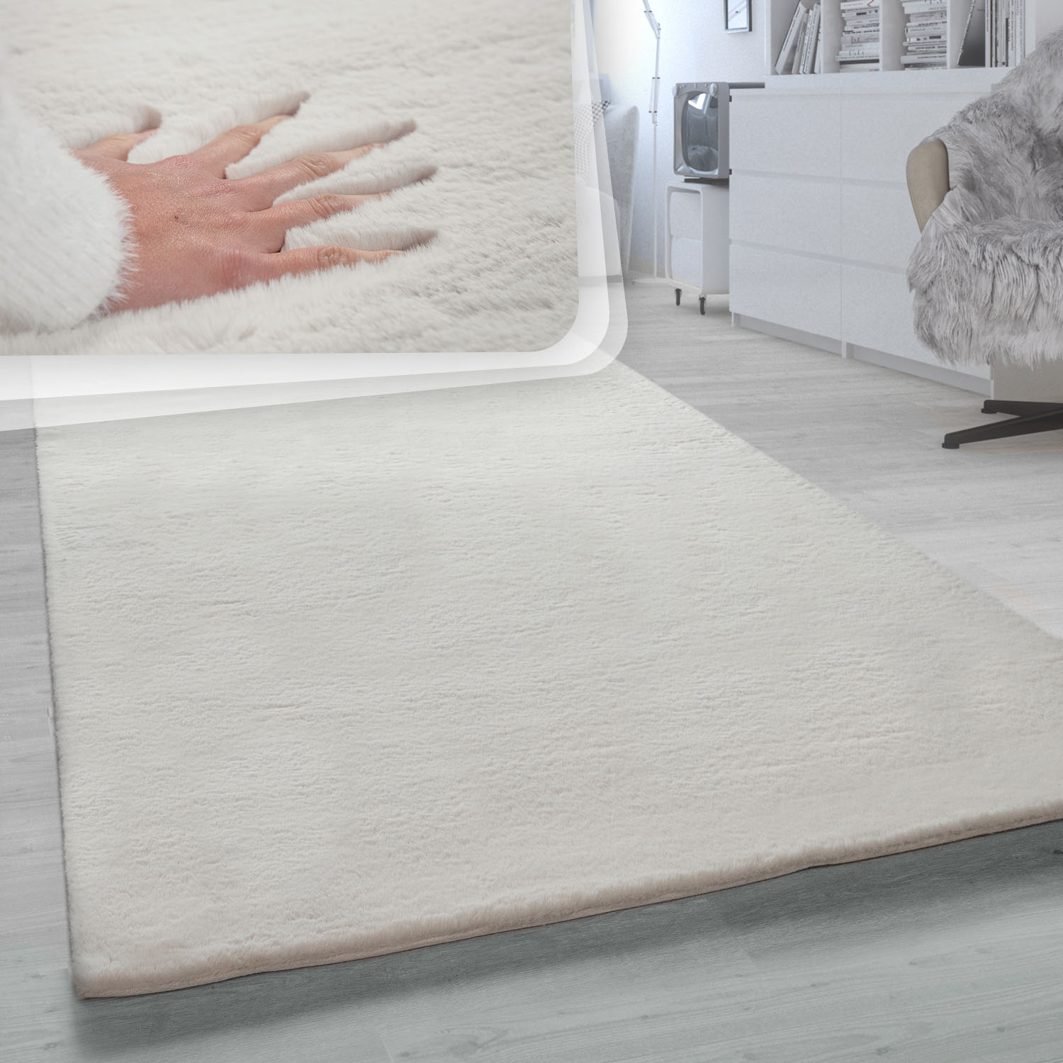 Paco Home Fellteppich »Rabbit 780«, rechteckig, 26 mm Höhe, Kunstfell, Kaninchenfell-Haptik, ein echter Kuschelteppich, Uni-Farben Paco Home Fellteppich »Rabbit 780«, rechteckig, 26 mm Höhe, Kunstfell, Kaninchenfell-Haptik, ein echter Kuschelteppich, Uni-Farben von PACO HOME