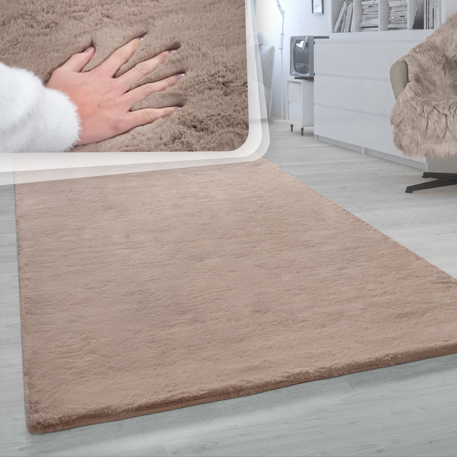 Paco Home Fellteppich »Rabbit 780«, rechteckig, 26 mm Höhe, Kunstfell, Kaninchenfell-Haptik, ein echter Kuschelteppich, Uni-Farben Paco Home Fellteppich »Rabbit 780«, rechteckig, 26 mm Höhe, Kunstfell, Kaninchenfell-Haptik, ein echter Kuschelteppich, Uni-Farben von PACO HOME