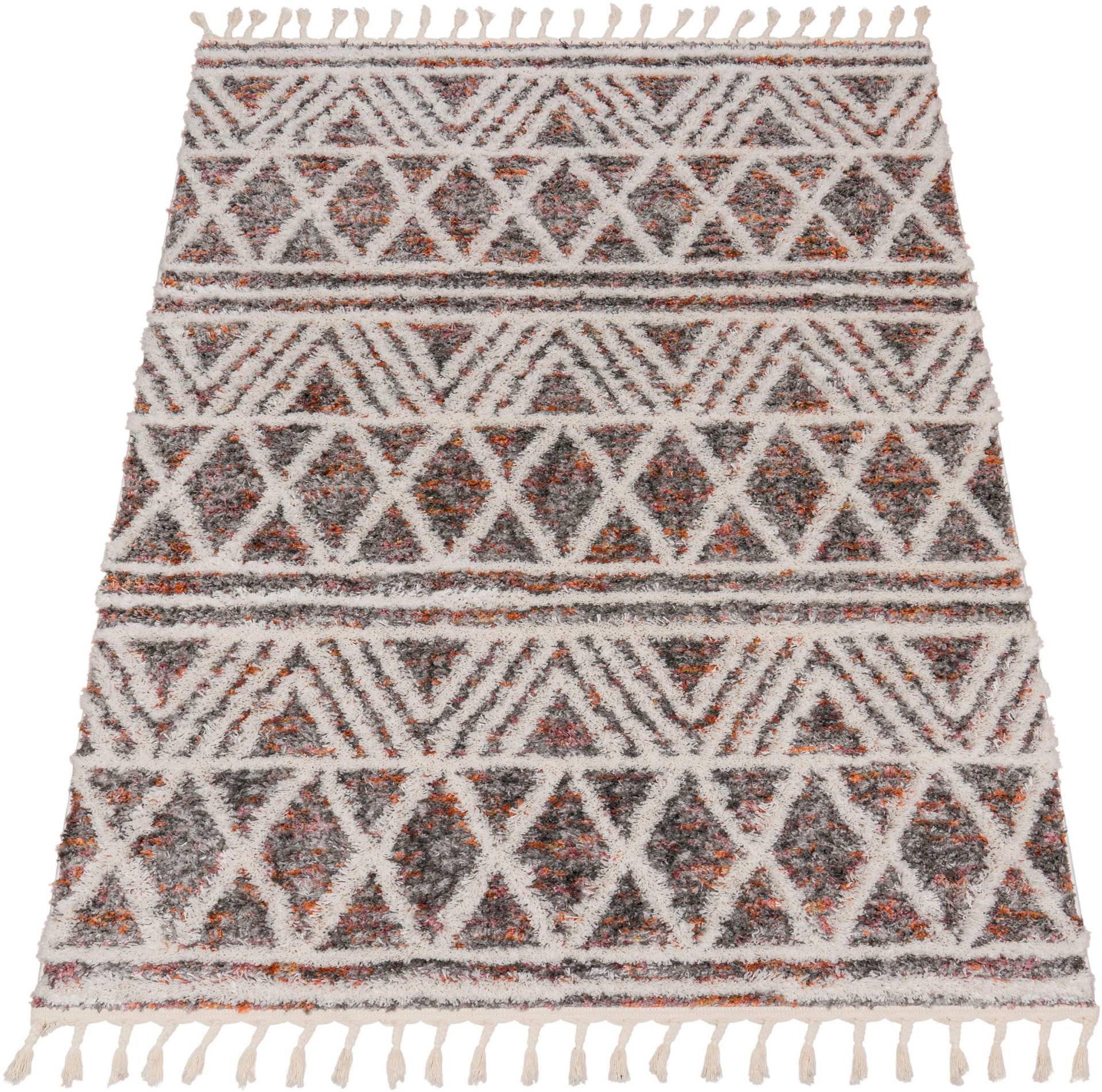 Paco Home Hochflor-Teppich »Monza 652«, rechteckig, 34 mm Höhe, meliert, Rauten Muster, 3D-Effekt, mit Fransen Paco Home Hochflor-Teppich »Monza 652«, rechteckig, 34 mm Höhe, meliert, Rauten Muster, 3D-Effekt, mit Fransen von PACO HOME