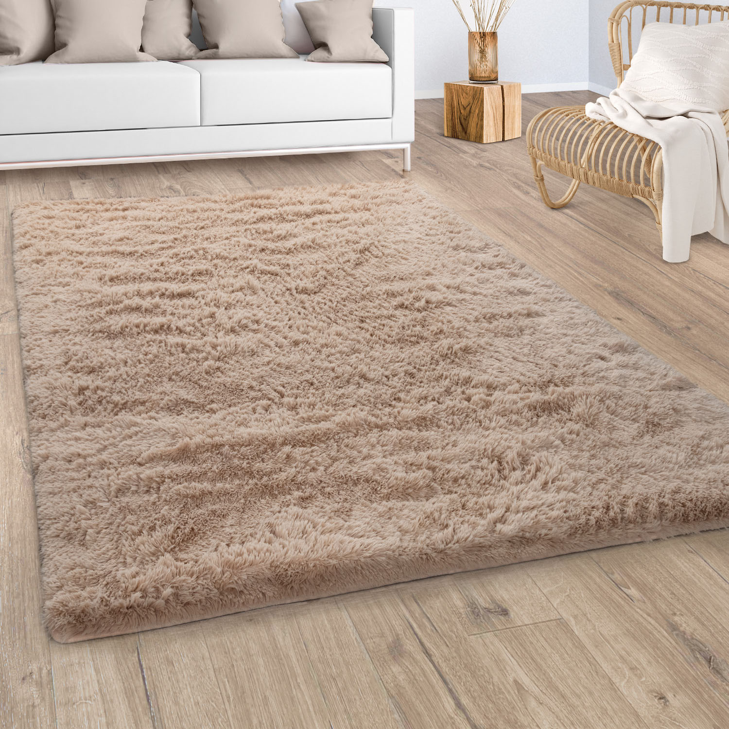 Paco Home Hochflor-Teppich »Silky 591«, rechteckig, Uni-Farben, besonders weich und kuschelig von PACO HOME