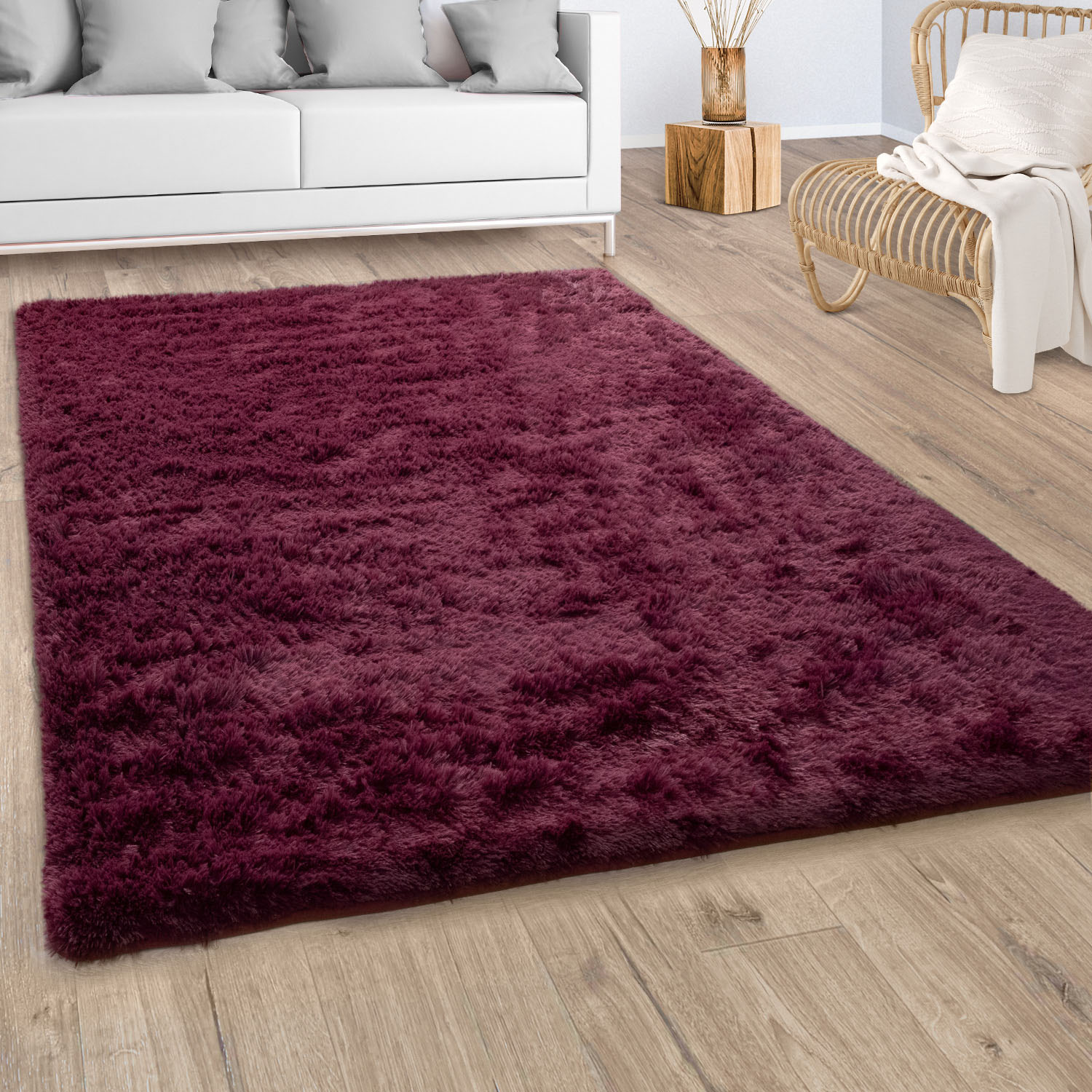 Paco Home Hochflor-Teppich »Silky 591«, rechteckig, Uni-Farben, besonders weich und kuschelig von PACO HOME