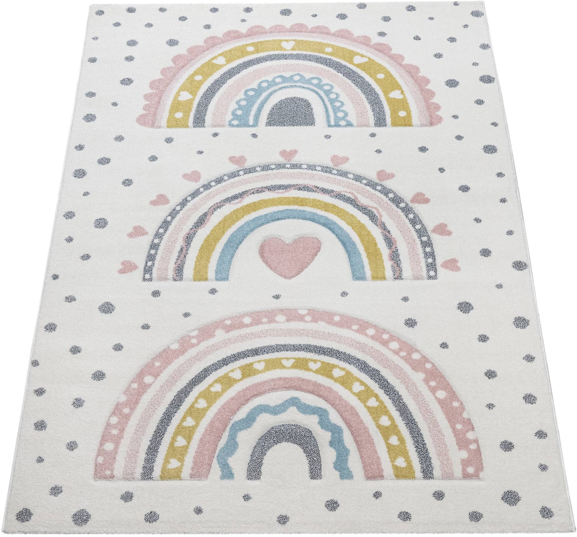 Paco Home Kinderteppich »Cosmo 964«, rechteckig, 16 mm Höhe, Spielteppich, Kurzflor 3D-Effekt, gepunktet, Motiv Regenbogen Paco Home Kinderteppich »Cosmo 964«, rechteckig, 16 mm Höhe, Spielteppich, Kurzflor 3D-Effekt, gepunktet, Motiv Regenbogen von PACO HOME