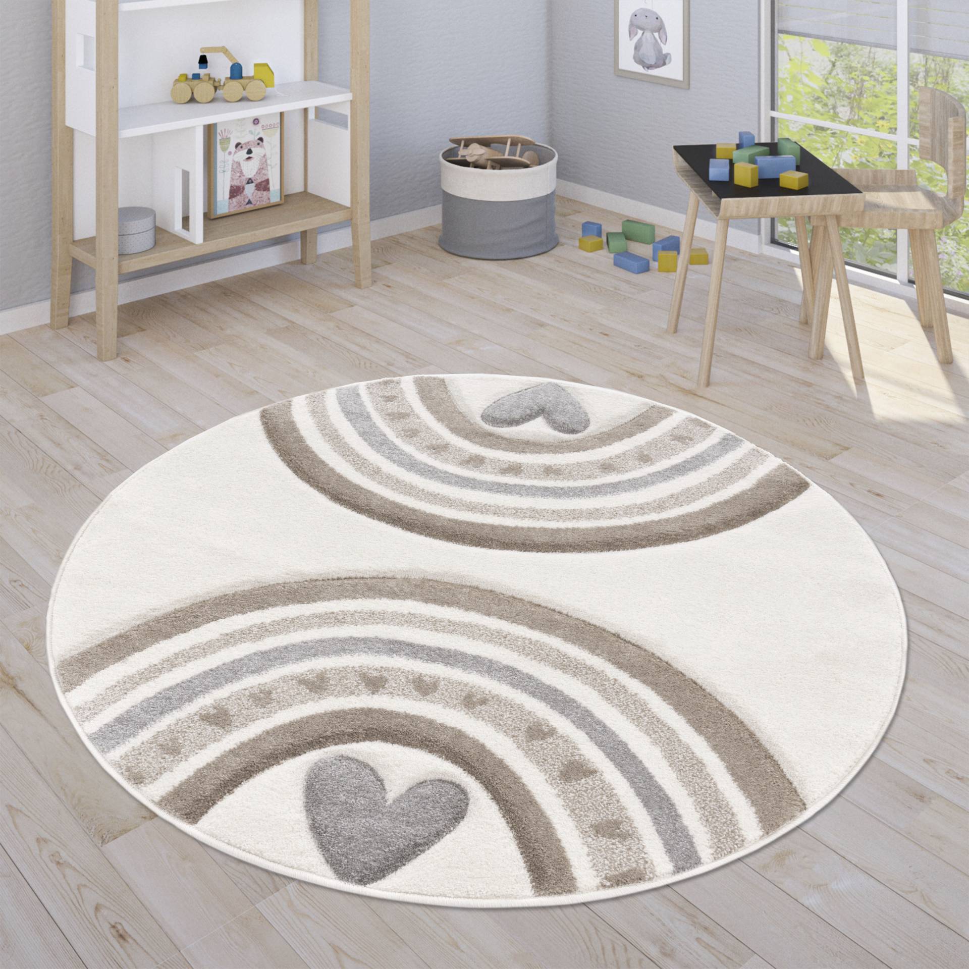 Paco Home Kinderteppich »Cosmos 351«, rund, 16 mm Höhe, Kurzflor, Spielteppich, Motiv Regenbogen & Herz, Kinderzimmer Paco Home Kinderteppich »Cosmos 351«, rund, 16 mm Höhe, Kurzflor, Spielteppich, Motiv Regenbogen & Herz, Kinderzimmer von PACO HOME