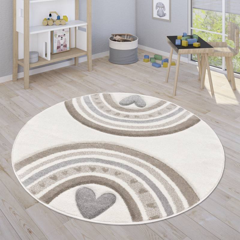 Paco Home Kinderteppich »Cosmos 351«, rund, 16 mm Höhe, Kurzflor, Spielteppich, Motiv Regenbogen & Herz, Kinderzimmer von PACO HOME