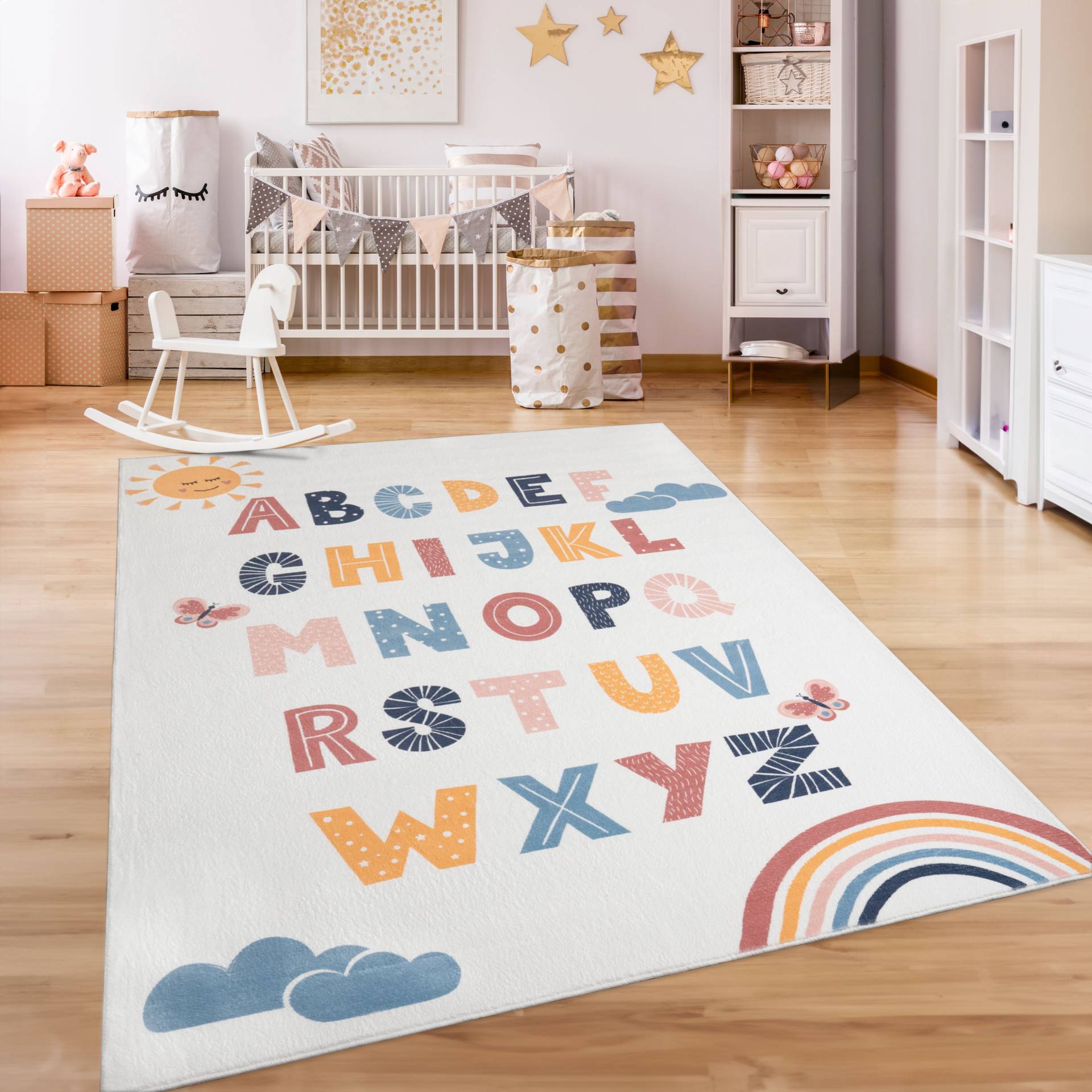 Paco Home Kinderteppich »Eliz 394«, rechteckig, Kurzflor, Spielteppich, Motiv Alphabet & Regenbogen von PACO HOME