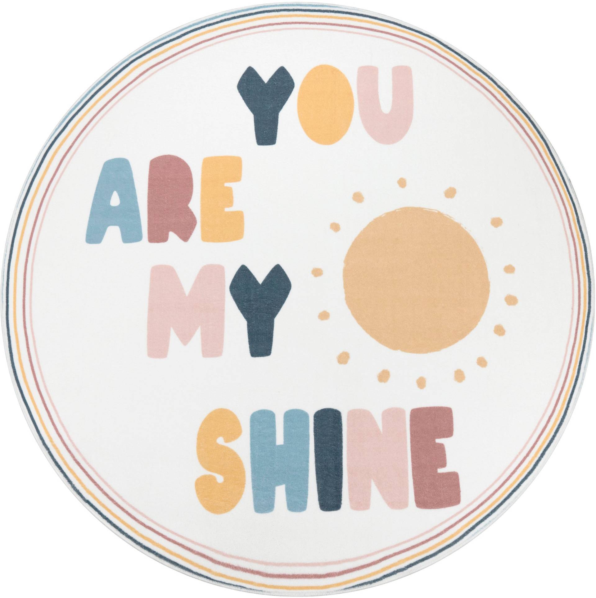 Paco Home Kinderteppich »Niloya 363«, rund, 12 mm Höhe, Spielteppich, Kurzflor, Motiv Sonne und Spruch, waschbar Paco Home Kinderteppich »Niloya 363«, rund, 12 mm Höhe, Spielteppich, Kurzflor, Motiv Sonne und Spruch, waschbar von PACO HOME