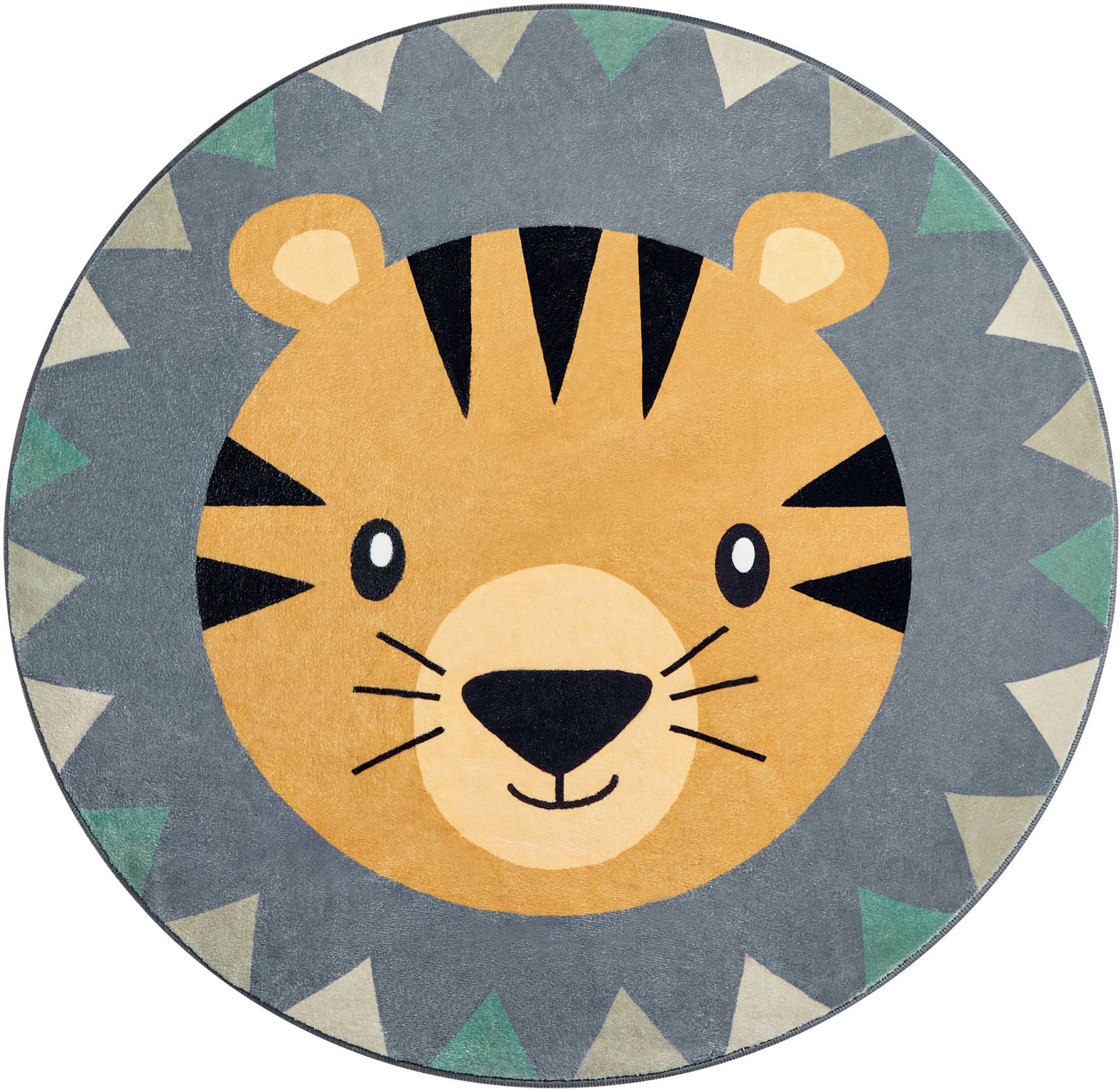 Paco Home Kinderteppich »Tosbik 482«, rund, 12 mm Höhe, Spielteppich, Kurzflor, Motiv Tiger, waschbar, Kinderzimmer Paco Home Kinderteppich »Tosbik 482«, rund, 12 mm Höhe, Spielteppich, Kurzflor, Motiv Tiger, waschbar, Kinderzimmer von PACO HOME