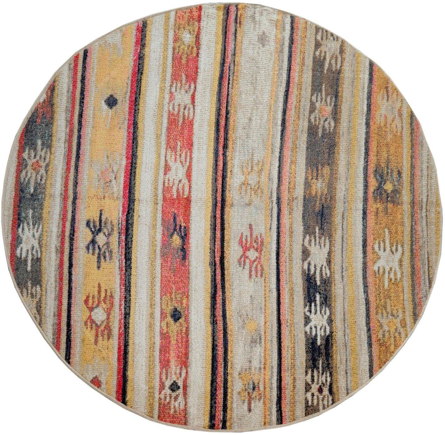 Paco Home Teppich »Artigo 402«, rund, 4 mm Höhe, Kurzflor, Orient-Optik, Vintage Design, In- und Outdoor geeignet von PACO HOME