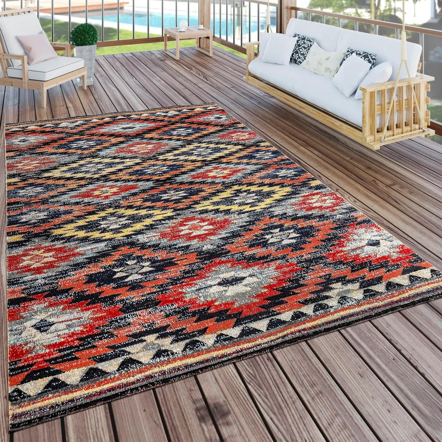Paco Home Teppich »Artigo 405«, rechteckig, 4 mm Höhe, Kurzflor, Rauten Muster, Vintage Design, In- und Outdoor geeignet von PACO HOME