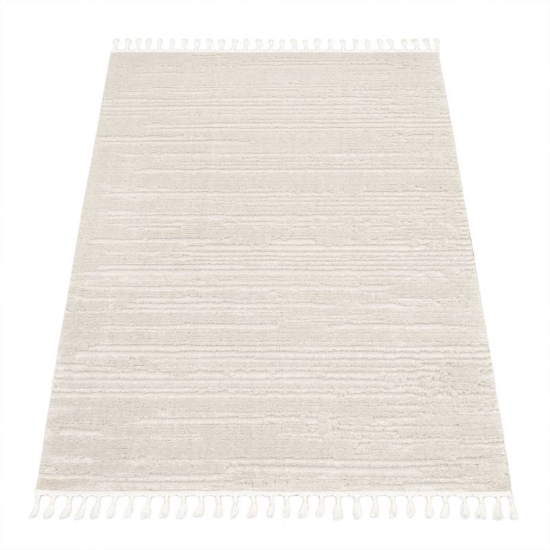 Paco Home Teppich »Auckland 294«, rechteckig, 21 mm Höhe, Kurzflor, Uni-Farben, Hoch-Tief-Effekt, mit Fransen von PACO HOME