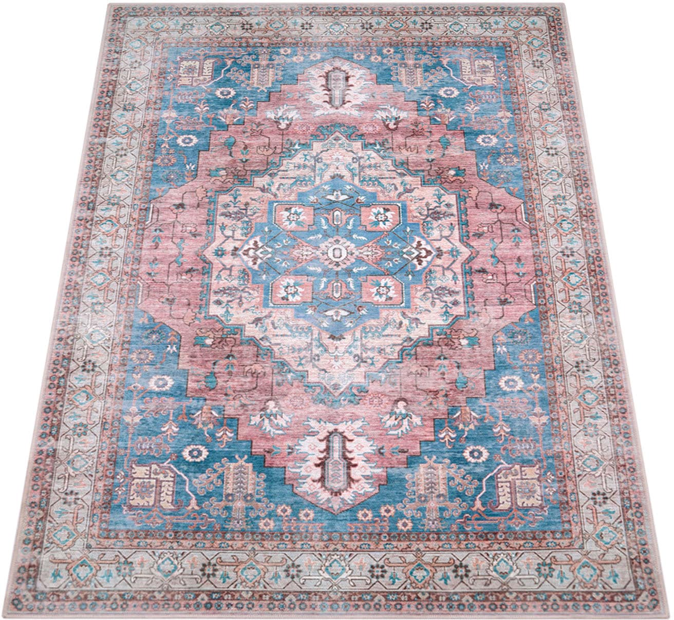 Paco Home Teppich »Bordeaux 246«, rechteckig, 4 mm Höhe, Kurzflor, Orient-Optik, Pastell-Farben, Vintage Design, waschbar von PACO HOME