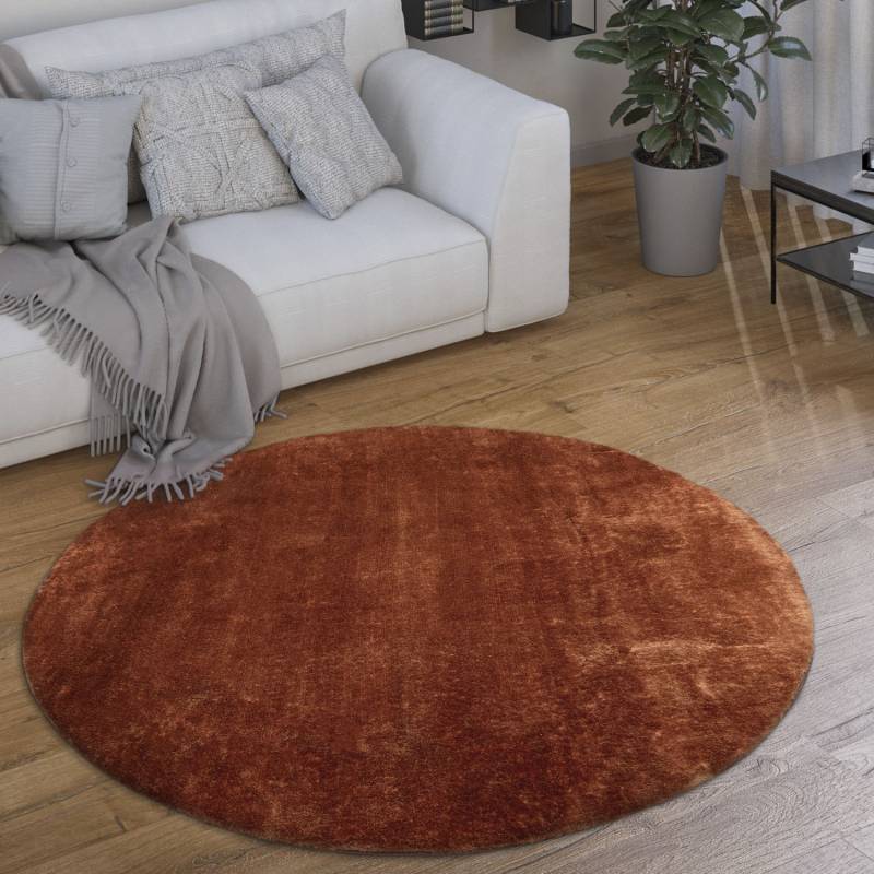 Paco Home Teppich »Cadiz 630«, rund, 14 mm Höhe, Kurzflor, Uni-Farben, besonders weich, waschbar, Wohnzimmer von PACO HOME