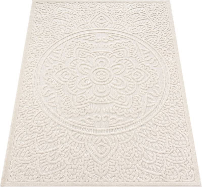 Paco Home Teppich »Cotton 232«, rechteckig, 10 mm Höhe, Uni Farben, Hoch-Tief Effekt, boho, In- und Outdoor geeignet von PACO HOME