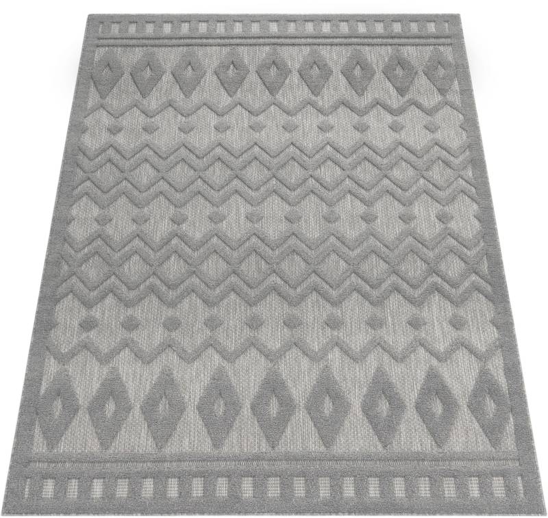 Paco Home Teppich »Livorno 671«, rechteckig, 14 mm Höhe, Uni-Farben, Scandi, Rauten Muster, Hoch-Tief Effekt, Outdoor geeignet von PACO HOME
