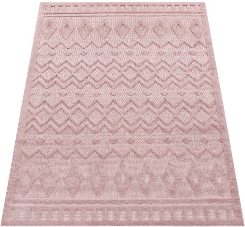 Paco Home Teppich »Livorno 671«, rechteckig, 14 mm Höhe, Uni-Farben, Scandi, Rauten Muster, Hoch-Tief Effekt, Outdoor geeignet von PACO HOME