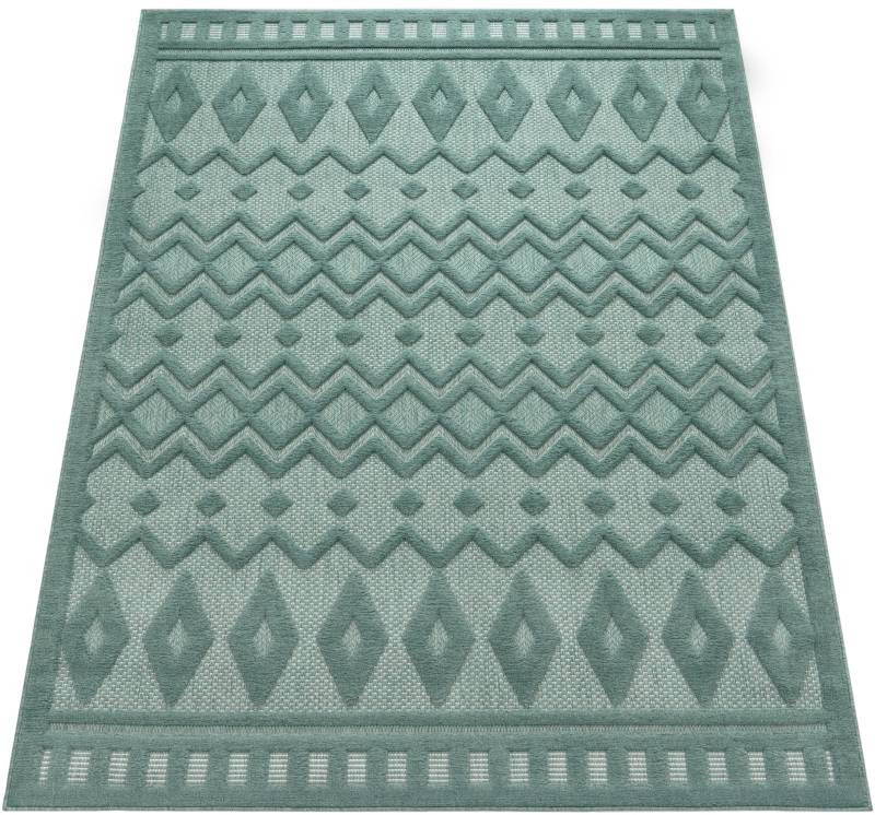 Paco Home Teppich »Livorno 671«, rechteckig, 14 mm Höhe, Uni-Farben, Scandi, Rauten Muster, Hoch-Tief Effekt, Outdoor geeignet von PACO HOME