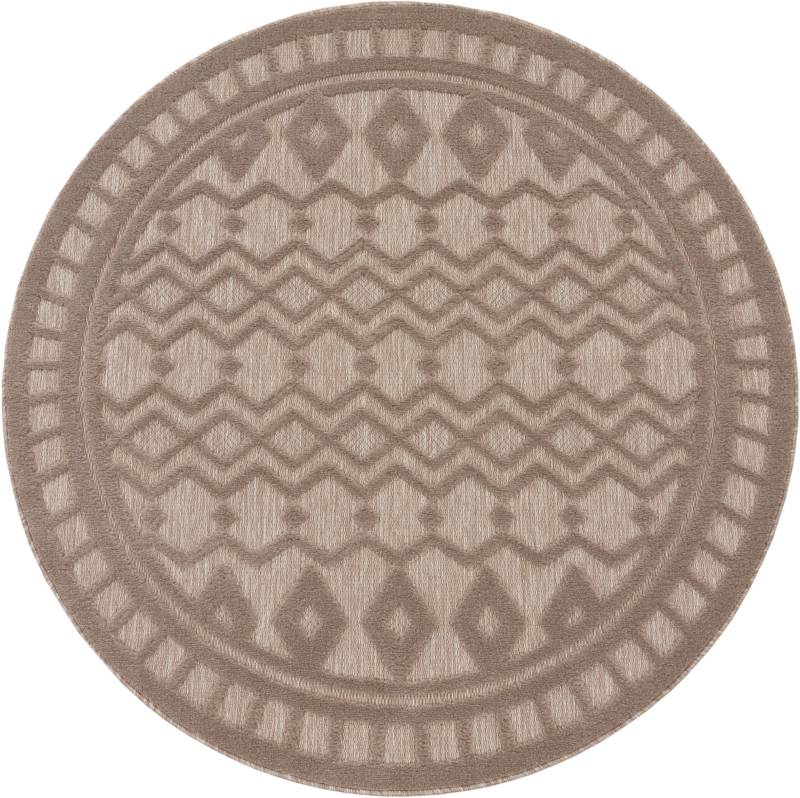 Paco Home Teppich »Livorno 671«, rund, 14 mm Höhe, Uni-Farben, Scandi, Rauten Muster, Hoch-Tief Effekt, Outdoor geeignet von PACO HOME
