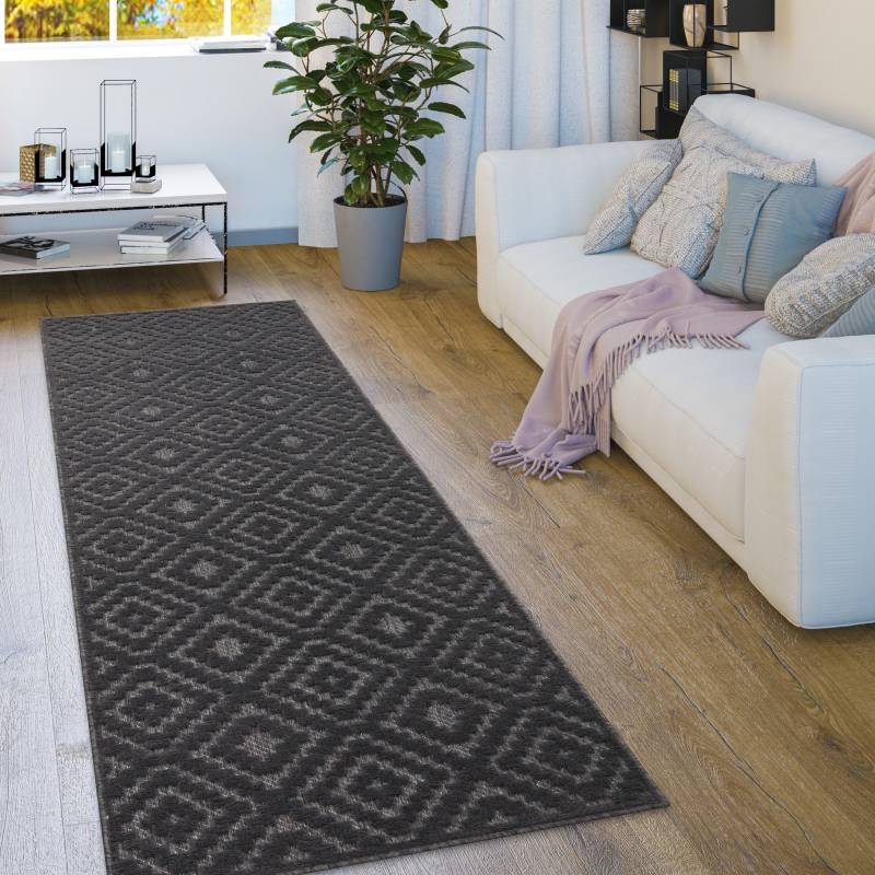 Paco Home Teppich »Livorno 672«, rechteckig, 14 mm Höhe, Uni-Farben, Scandi, Rauten Muster, Hoch-Tief Effekt, Outdoor geeignet von PACO HOME