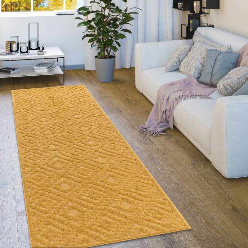 Paco Home Teppich »Livorno 672«, rechteckig, 14 mm Höhe, Uni-Farben, Scandi, Rauten Muster, Hoch-Tief Effekt, Outdoor geeignet von PACO HOME